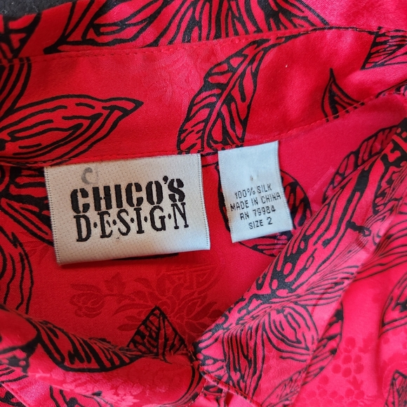 Chico Size 2 Red Silk tunic - Picture 5 of 5